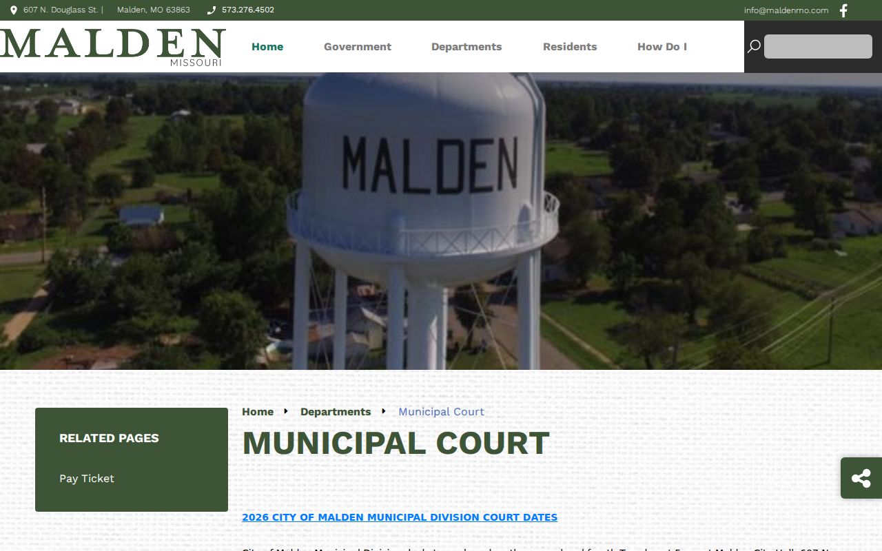 Malden Municipal Division official information page
