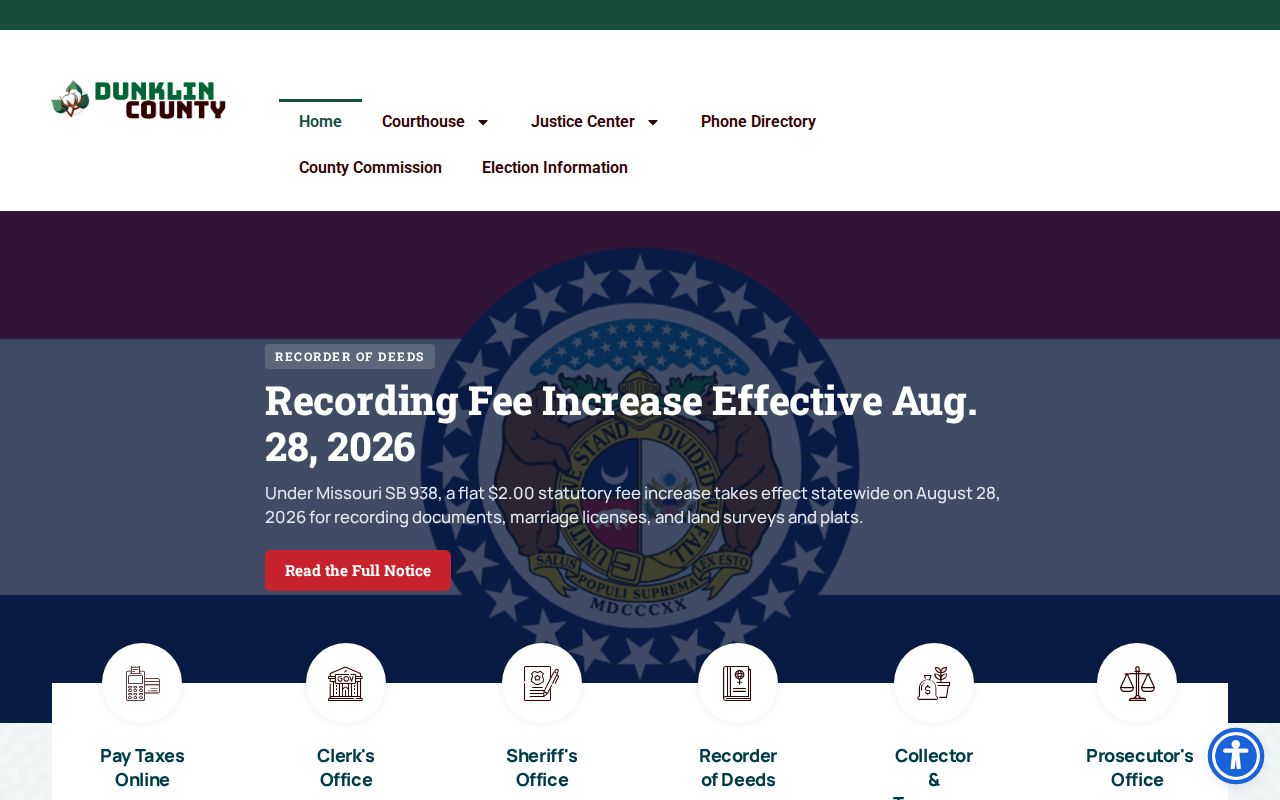 Dunklin County official website navigation